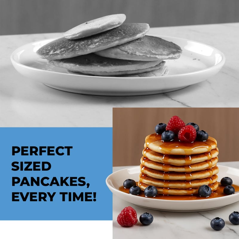 KPKitchen Pancake Batter Dispenser - Kitchen Must Have Tool for Perfect Pancakes, Cupcake, Waffle, Muffin Mix, Cake & Crepe - Baking Supplies for Griddle - Pancake Maker with Measuring Label (Purple) - Image 5
